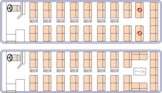 ◆大型スケルトンタイプ(ブレックスバス)　48人乗り（正座席41シート・補助席7シート）